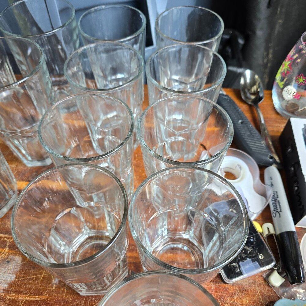 14 Crisa Clear Glass Glasses Drinking Juice Water Restaurant Serve Serving GUC.